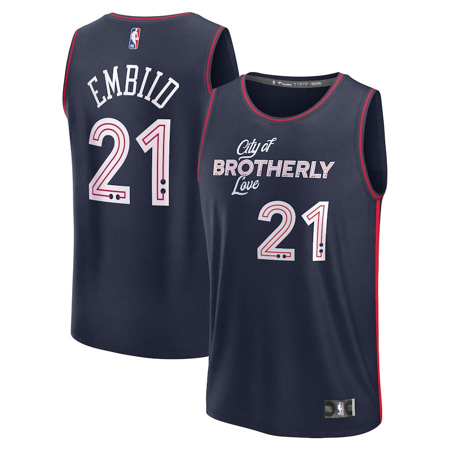 Men Philadelphia 76ers #21 Joel Embiid Fanatics Branded Navy City Edition 2023-24 Fast Break NBA Jersey->philadelphia 76ers->NBA Jersey
